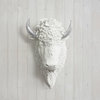Wall Charmers Mounted Resin Bison/Buffalo Head, White and Glitter Silver Horns