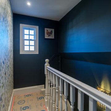 Loft Staircase Landing with Botanical Wallpaper, Loft Conversion, Dorking, Surre
