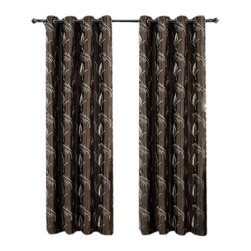 Royal Tradition - Olivia 2PC Grommet Embroidered Lined Panels, Chocolate, 104"x84" - Curtains