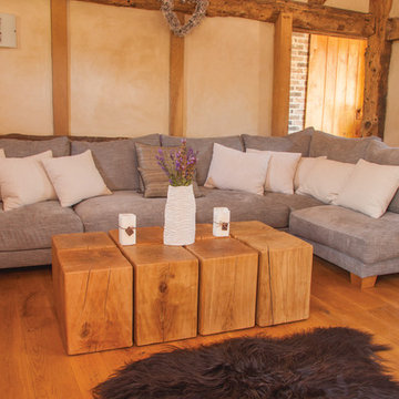 Converted barn in Sussex: rustic modern sitting room