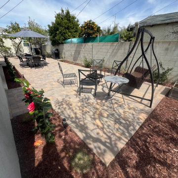 Spacious Paver Patio with Outdoor Seating Area | Manhattan Beach Backyard Remode