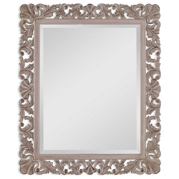 37" Coastal Brown Ornate Mirror