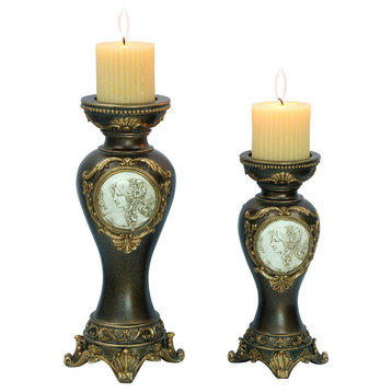 14"/11"H Handcrafted Bronze Decorative Candle Holder