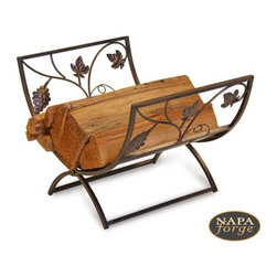 Grapevine Wood Holder in Brushed Copper - Fireplace Accessories