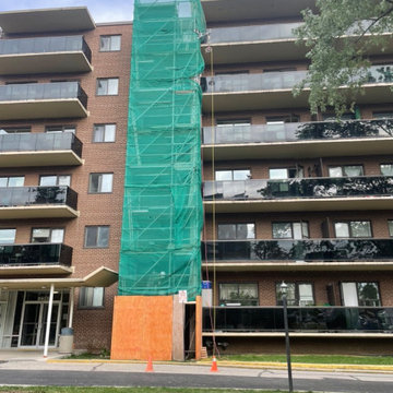 Brick apartment building repair