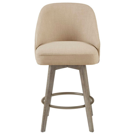 Madison Park Pearce Swivel Stool Barrel Style, Sand, 25.75" Counter Stool