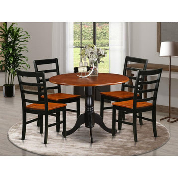 5-Piece Kitchen Table Set, Dining Table and 4 Wooden Chairs, Black/Cherry