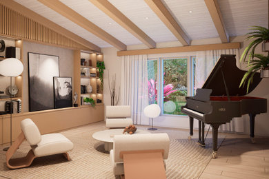 Example of a trendy living room design in Miami