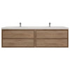 MOM 84 Wall Mounted Vanity With 4 Drawers and Acrylic Double Sink, Gray Teak