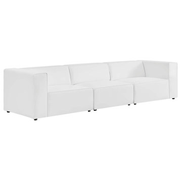 Mingle Vegan Leather 3-Piece Sectional Sofa, White