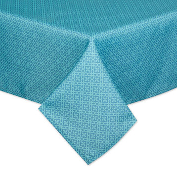 Storm Blue Tonal Lattice Print Outdoor Tablecloth 60X84
