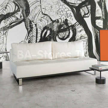 "Innovation USA" Supremax Deluxe Excess Sofa Bed in White Leather Textile