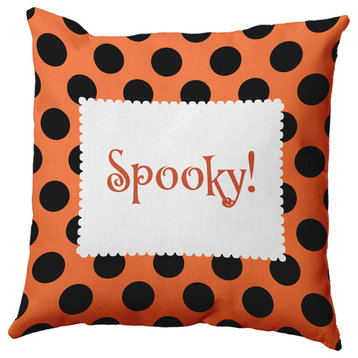 Halloween Spooky Dots Accent Pillow, Traditional Orange, 20"x20"