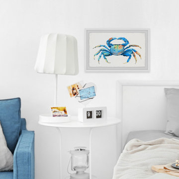 "Blue and Orange Crab" Framed Painting Print