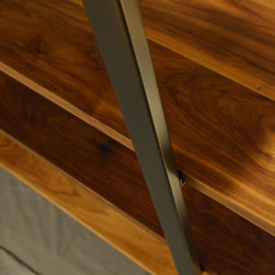 Floating Walnut and steel bookcase - Bookcases