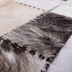 Luxury Handmade Cowhide Patchwork Area Rug, Rectangle, Brown White, 5'2"x2'3" - Hall And Stair Runners
