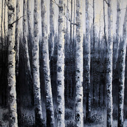 Black and White Birch Forest - Paintings