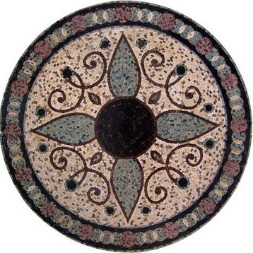 Modern Flower Mosaic, Begonia, 24"x24"
