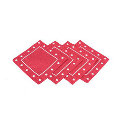 Xia Home Fashions - Polka Dot Embroidered Easy Care Placemats, 6" Square, Red, Set of 4 - Placemats