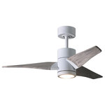 Matthews Fan Company - Super Janet 3-Bladed Paddle Fan With LED Light Kit, Gloss White Finish With Barn Wood Blades, 42" - The Super Janet's remarkable design and solid construction in cast aluminum and heavy stamped steel make it the heroine in any commercial or residential space. Moving air with barely a whisper, its efficient DC motor turns solid wood blades in walnut or barn wood tones. An eco-conscious LED light kit with light cover completes the package. Sophisticated, efficient and green, Super Janet carries a limited lifetime warranty.