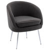 Teddy Fabric Accent Armchair With Electroplated Chrome Legs, Dark Gray