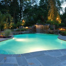 stone walls and patio