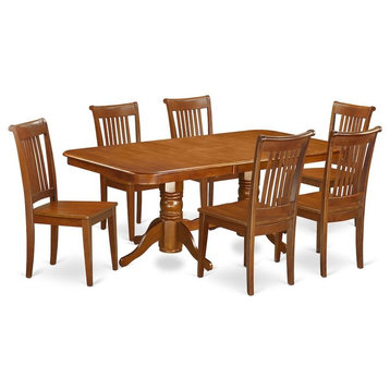 7-Piece Formal Dining Room Set Table, Leaf and 6 Chairs Without Cushion