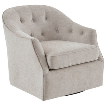 Madison Park Calvin Curved Wide Back Swivel Accent Chair, Ivory