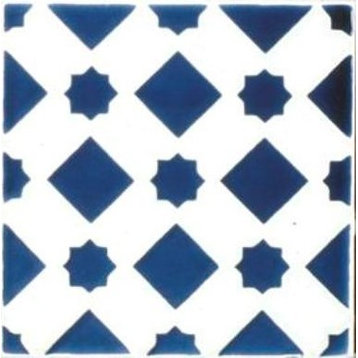 Mediterranean Blue Star Ceramic Tile, 4.25"x4.25"