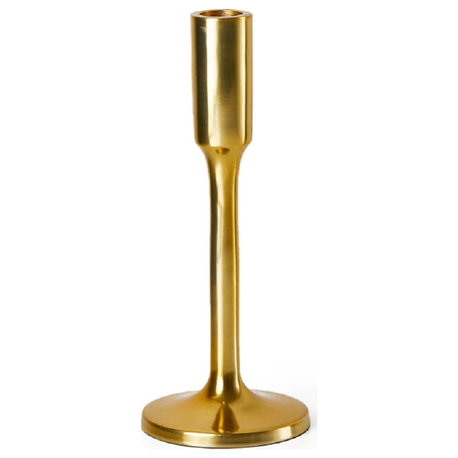 Serene Spaces Living Shiny Modern Gold Candlestick Holder, 2 Size Options, Small