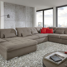 Modern Fabric Leather Brown Premium Fabric Sectional