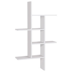 Danya B Two-Tier Ledge Shelf Wall Organizer with Five Hanging Hooks - White, Size: 16 inch x 29 inch