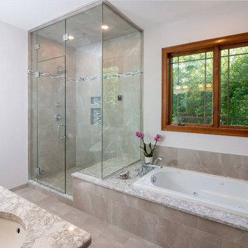Contemporary Panna Cotta Bath remodel with Anatolia Pulpis Gray tile