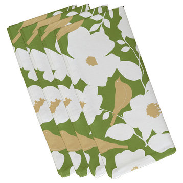 Modfloral, Floral Print Napkin, Green, Set of 4