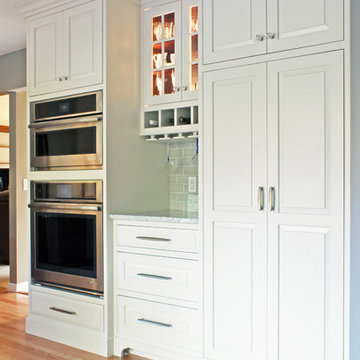 Traditional White Kitchen with Cherry Island