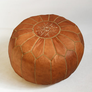 Moroccan Leather Ottoman/Poof