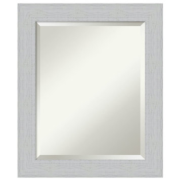 Shiplap White Beveled Wood Bathroom Wall Mirror - 20.25 x 24.25 in.