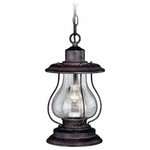 Vaxcel - Dockside 8" Outdoor Pendant Weathered Patina - Whether literally at the dock or simply dreaming of the seaside, this iconic nautical-style lantern from the Dockside collection illuminates the exterior of your home with brilliance and style. The weathered patina finish feels both worn and new, with clear glass for a clear view. Ideal for your porch, entryway, or any other area of your home.