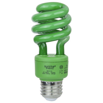Sunlite Sm13/G 13 Watt T3 Spiral Lamp Medium, E26, Base Green