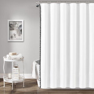 Tahari Fabric Shower Curtain Regal Medallion White/Gray/Silver  72 x 72 