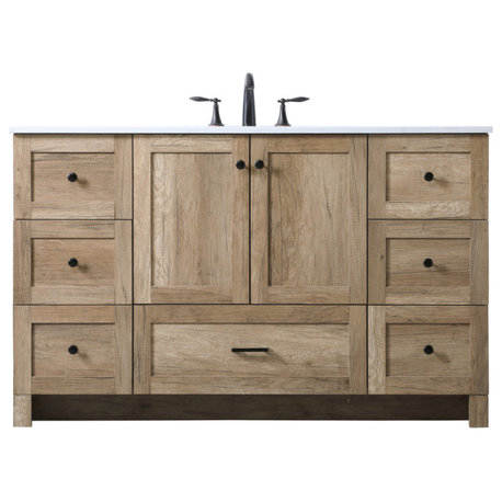 Home Living 54" SIngle Bathroom Vanity, Natural Oak