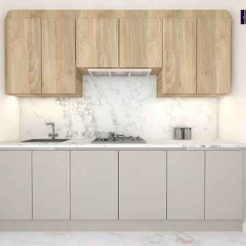 I-shaped Matt & Wooden Kitchen with Utility Area Supplied by Inspired Elements