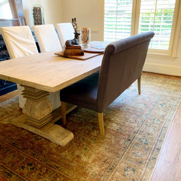 Persian Tabriz Overdyed Rug inspires dining room farmhouse style design!