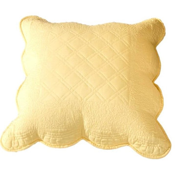 Tache Yellow Matelasse Buttercup Puffs Cotton Quilted Pillow Euro Shams