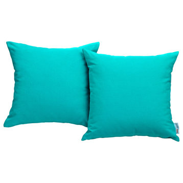 Convene Two Piece Outdoor Patio Pillow Set, Turquoise