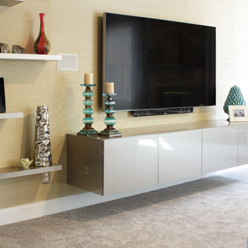 Floating Shelves with Entertainment Cabinetry