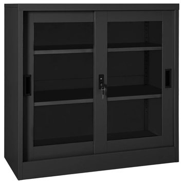 Vidaxl Sliding Door Cabinet Anthracite 35.4"x15.7"x35.4" Steel