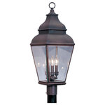 Livex Lighting - Exeter Outdoor Post Head, Bronze - Finished in bronze with clear beveled glass, this outdoor post lantern offers plenty of stylish illumination for your home's exterior.