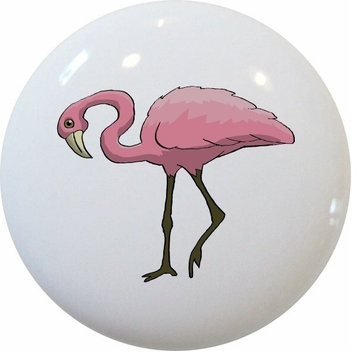 Pink Flamingo Ceramic Knob