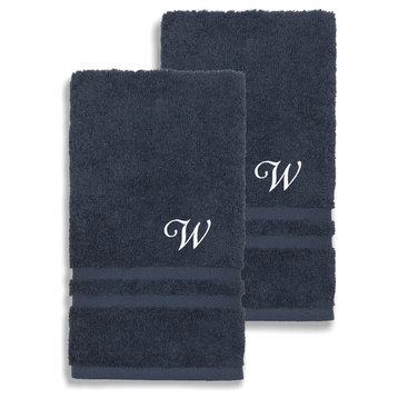 Denzi Hand Towels With Monogrammed Letter, Set of 2, W